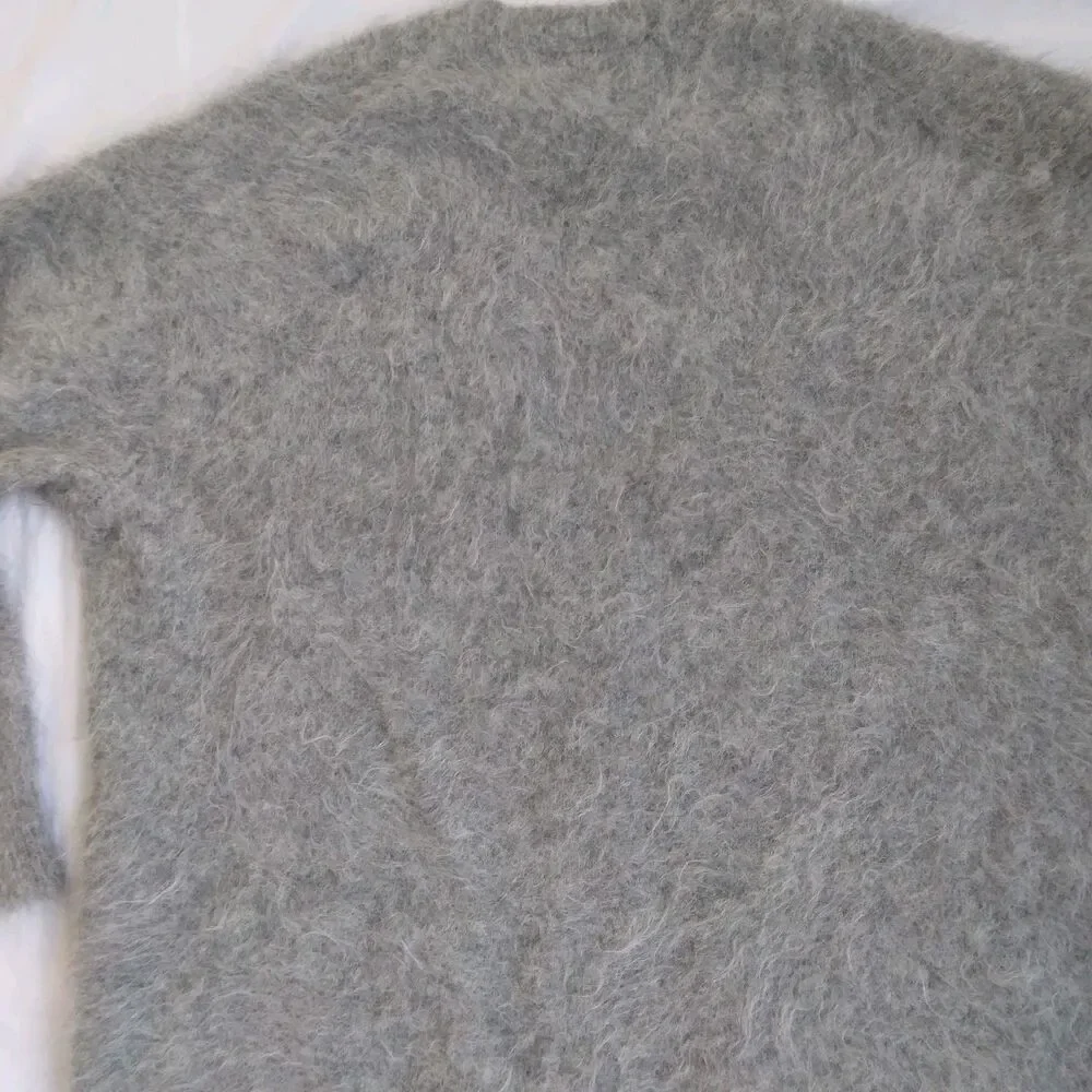J. Crew Alpaca Blend Cardigan Gray Oversized Preppy Cabincore Women's Size L - Picture 15 of 16